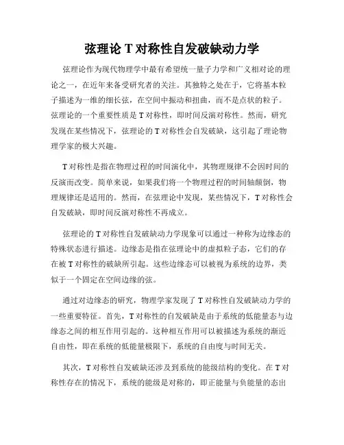 弦理论T对称性自发破缺动力学