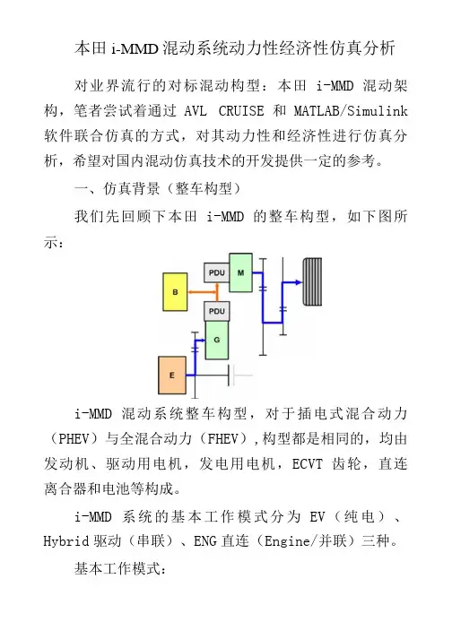 新能源汽车本田i-MMD混动系统动力性经济性仿真分析