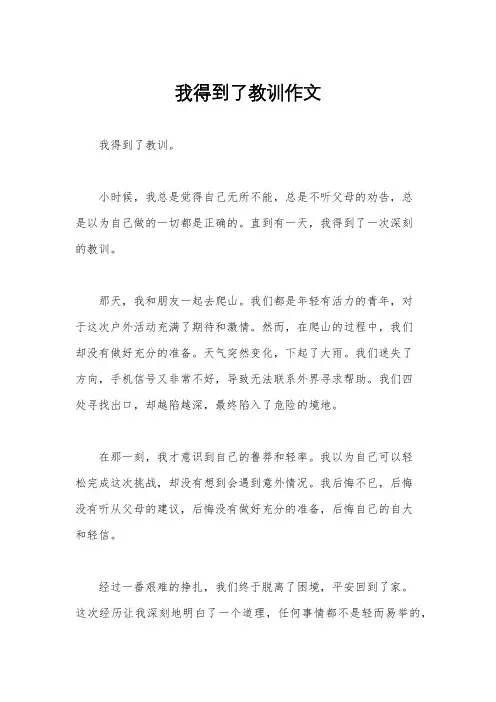 我得到了教训作文
