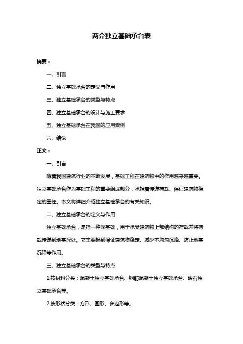 两介独立基础承台表