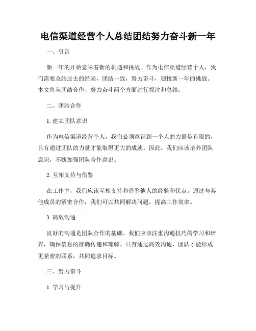 电信渠道经营个人总结团结努力奋斗新一年