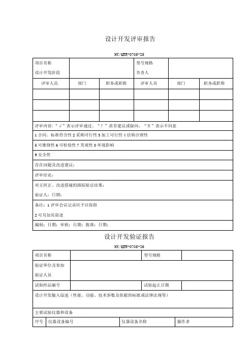 设计开发评审报告