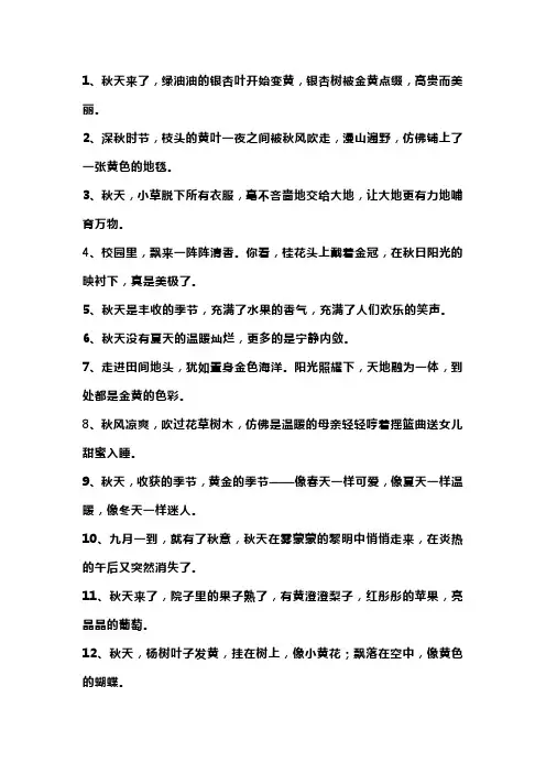 秋天来了,秋天的景色好美写一段话