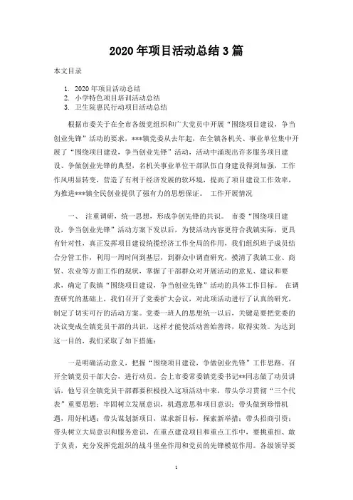 项目活动总结3篇