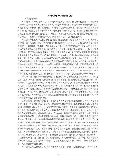外国文学作品人物形象总结