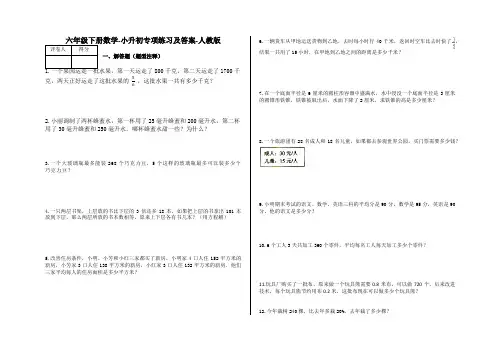 六年级下册数学-小升初专项练习及答案-H66-人教版