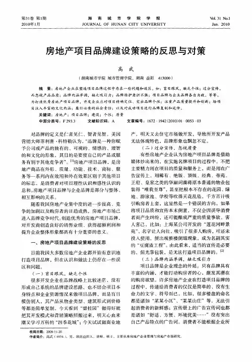 房地产项目品牌建设策略的反思与对策