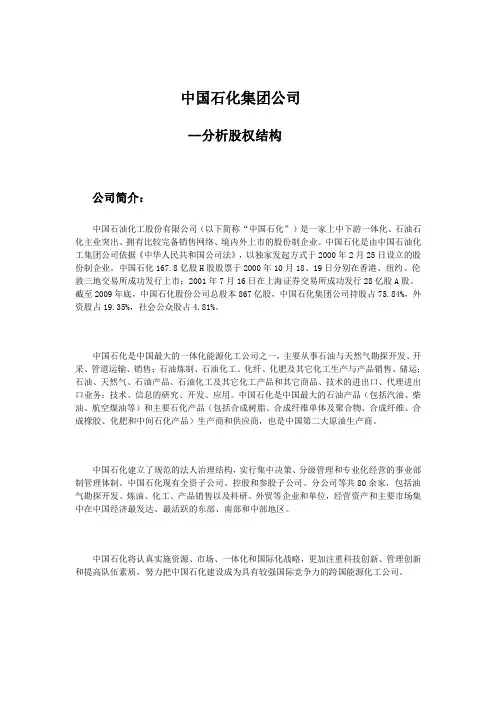 中国石化集团公司股权分析