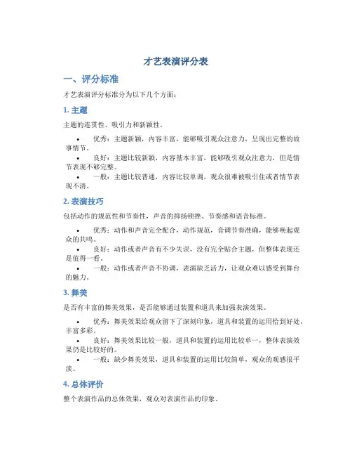 才艺表演评分表