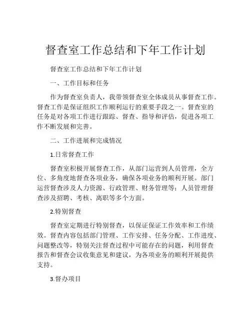 督查室工作总结和下年工作计划