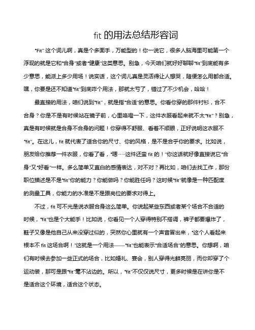 fit的用法总结形容词