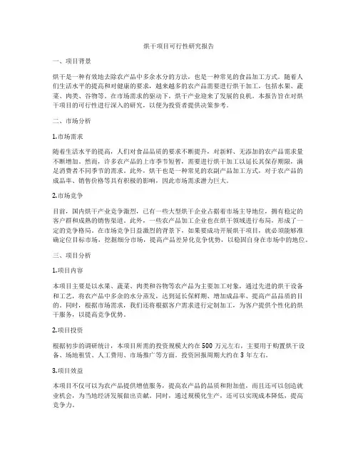 烘干项目可行性研究报告