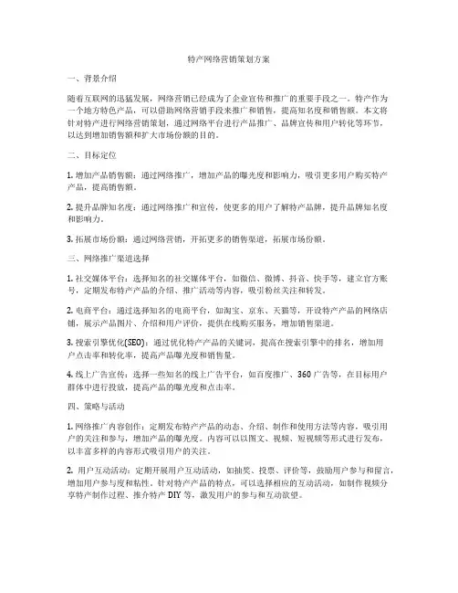特产网络营销策划方案