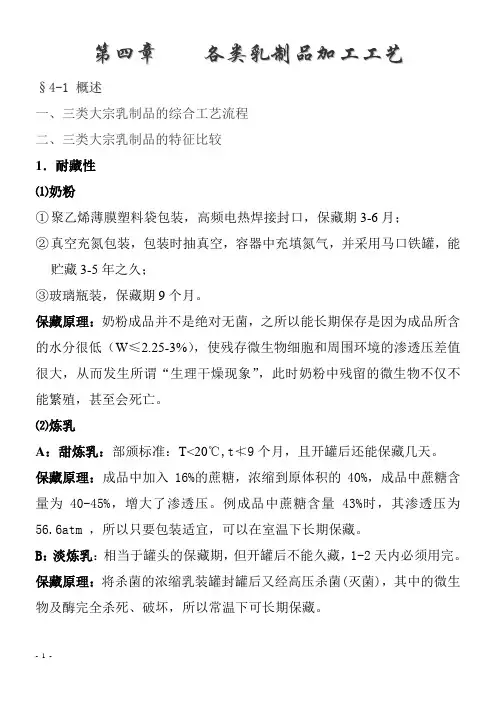 各类乳制品加工工艺