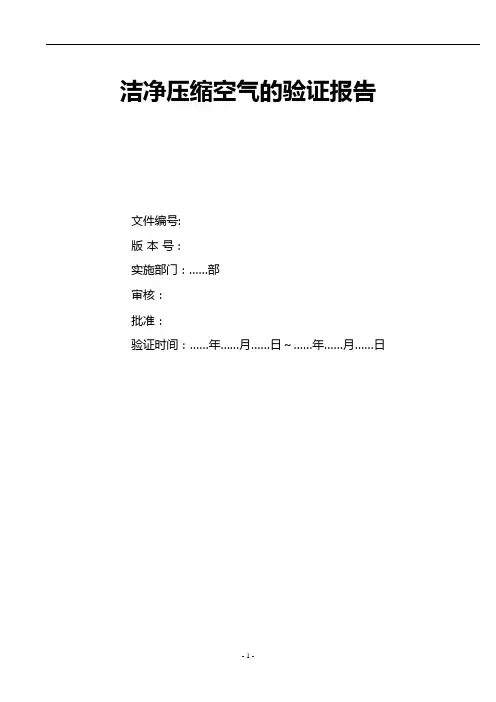 洁净压缩空气的验证报告(模板)
