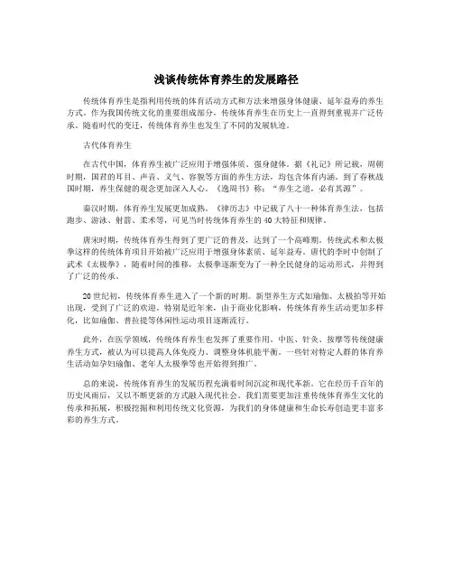 浅谈传统体育养生的发展路径