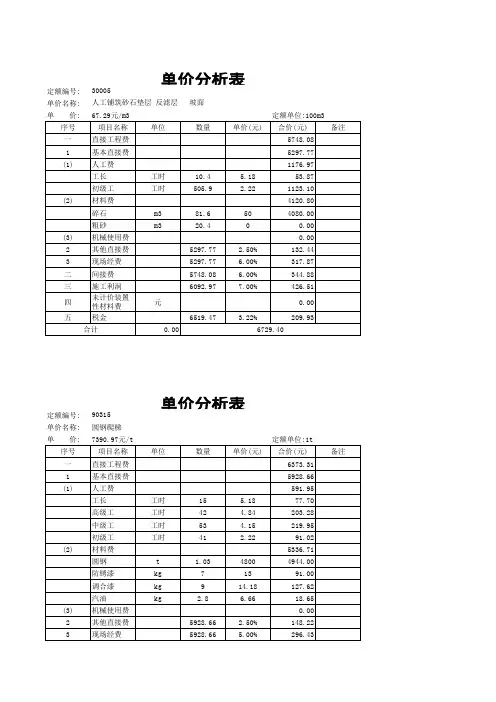 单价分析表