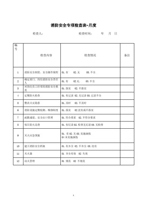季节性及节假日隐患排查表
