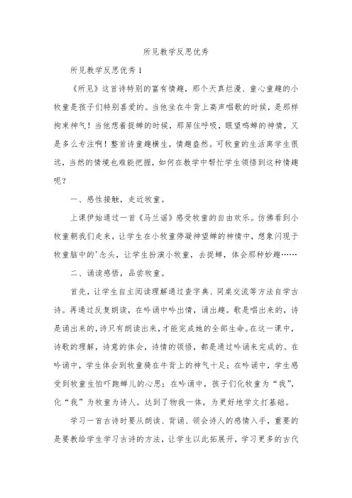 所见教学反思优秀