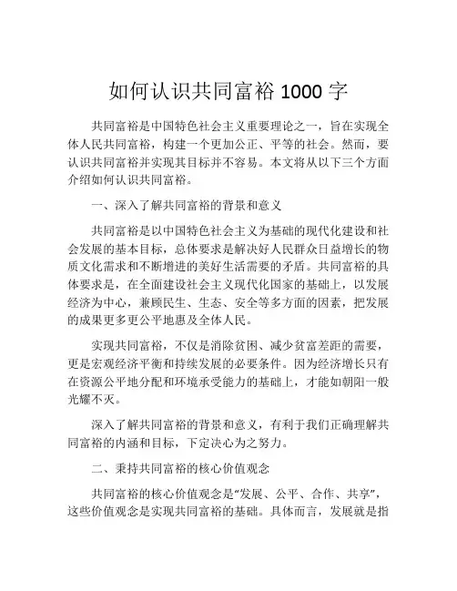 如何认识共同富裕1000字