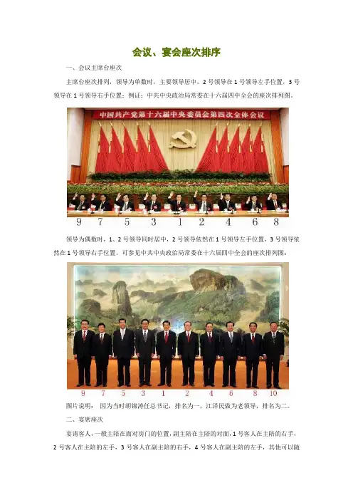 会议、宴会座次排序