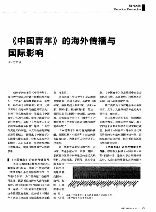 《中国青年》的海外传播与国际影响