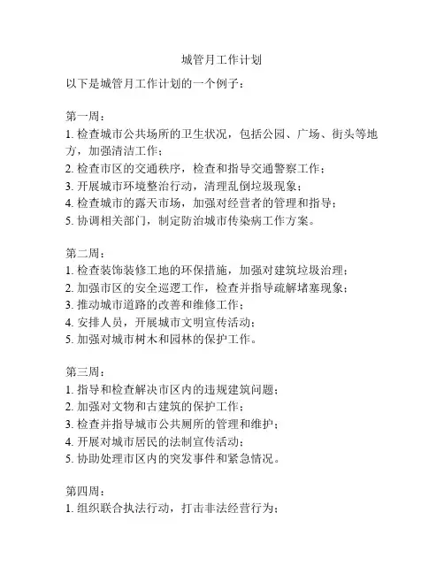 城管月工作计划