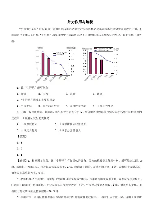 2019年高考地理考点专项训练：外力作用与地貌含答案