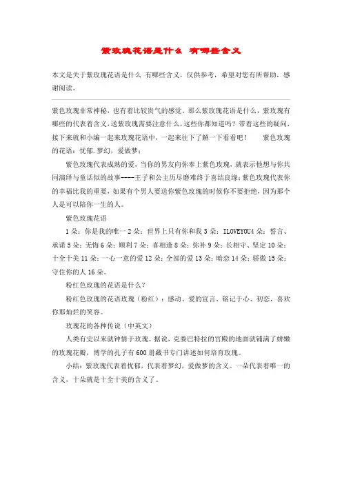 紫玫瑰花语是什么 有哪些含义