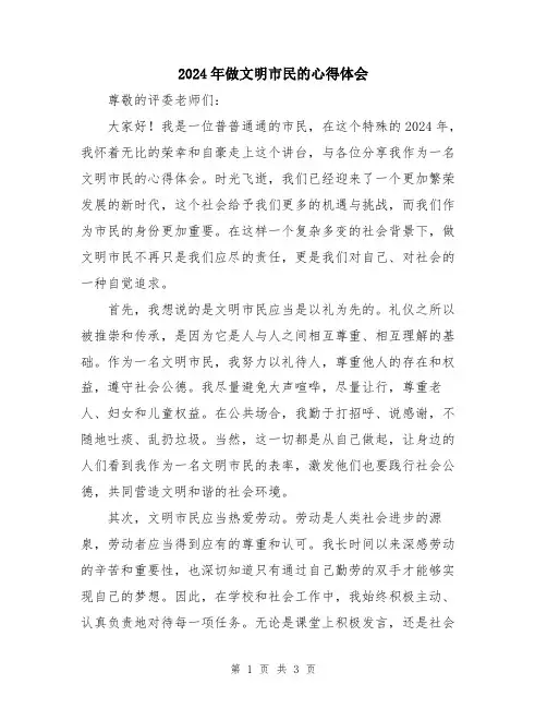 2024年做文明市民的心得体会