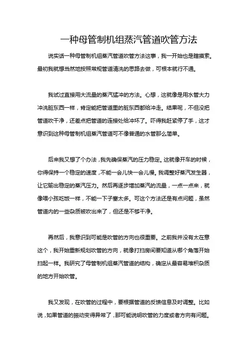 一种母管制机组蒸汽管道吹管方法