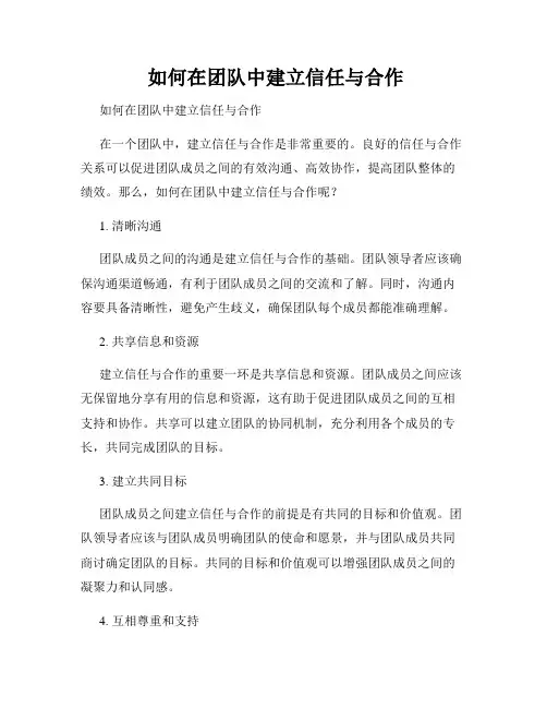  如何在团队中建立信任与合作