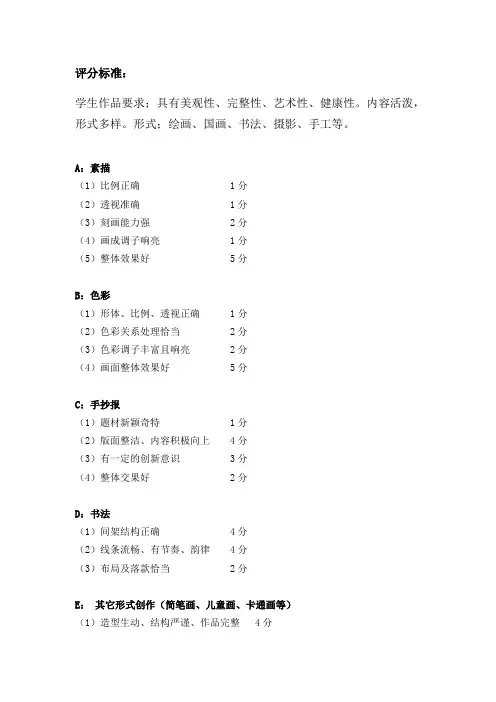 美术作品评分标准