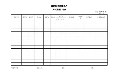集团财务结算中心应付票据汇总表