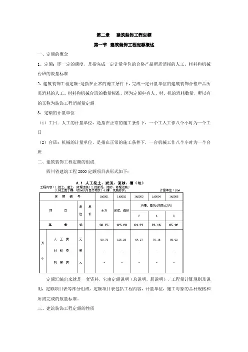 建筑装饰工程定额