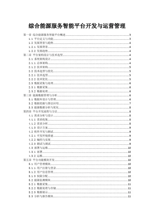 综合能源服务智能平台开发与运营管理