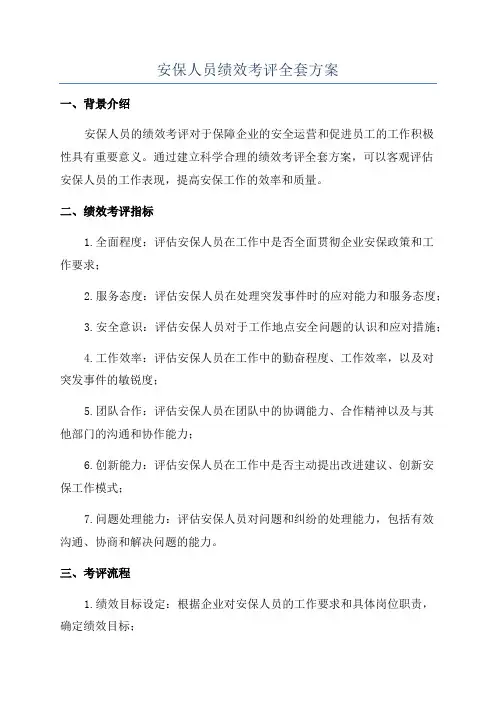 安保人员绩效考评全套方案
