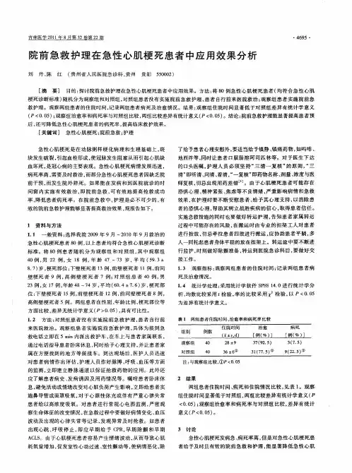院前急救护理在急性心肌梗死患者中应用效果分析