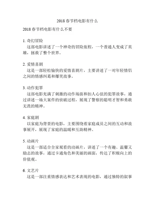 2018春节档电影有什么