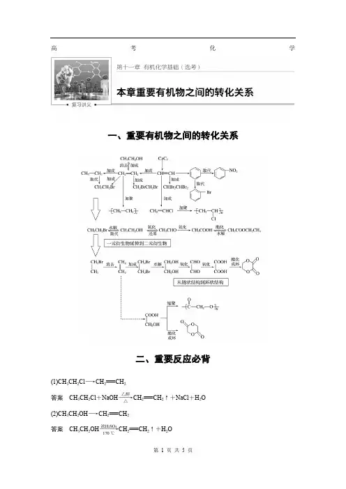 高考化学 第十一章 本章重要有机物之间的转化关系