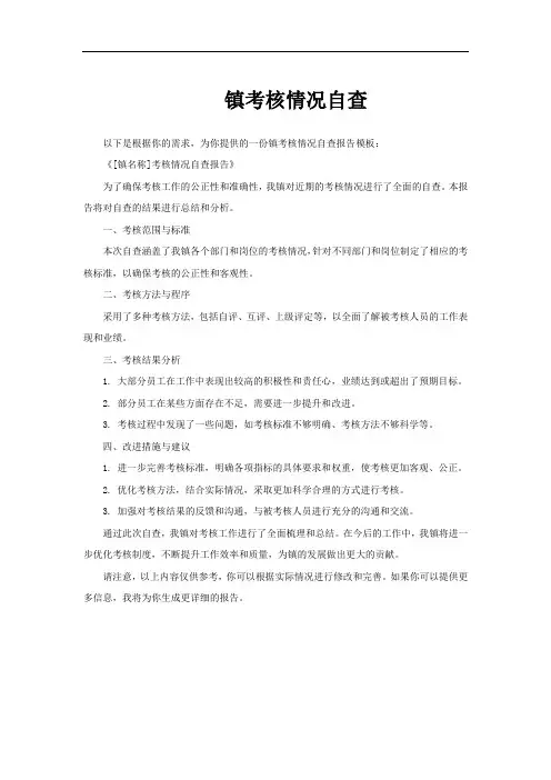 镇考核情况自查
