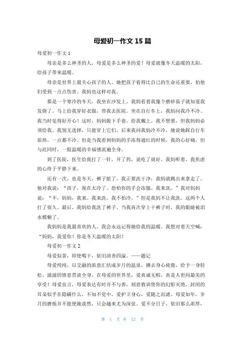 母爱初一作文15篇