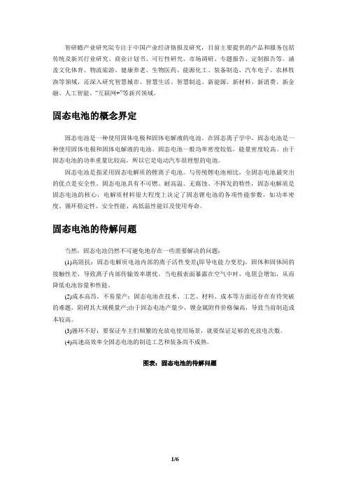 2022-2028年中国固态电池行业市场前瞻与投资战略规划分析报告