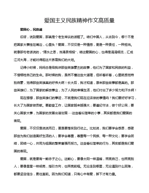 爱国主义民族精神作文高质量