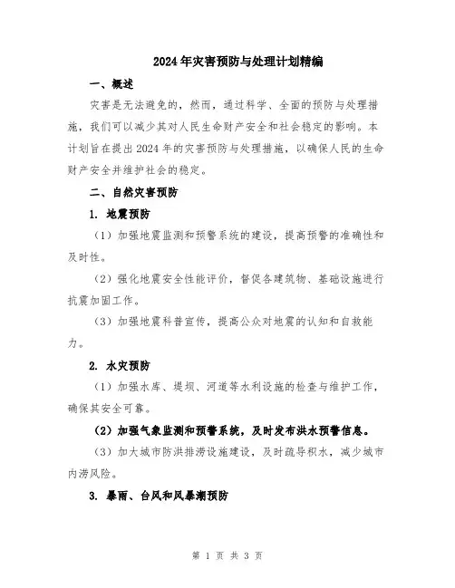 2024年灾害预防与处理计划精编