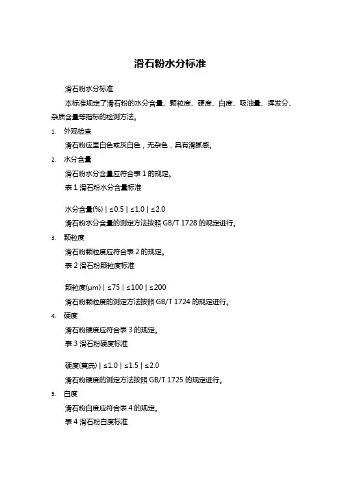 滑石粉水分标准