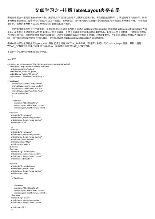 安卓学习之--排版TableLayout表格布局