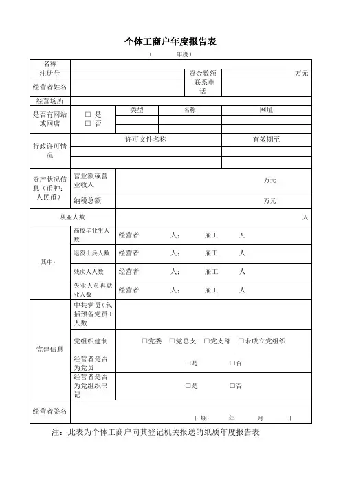 个体工商户年度报告表