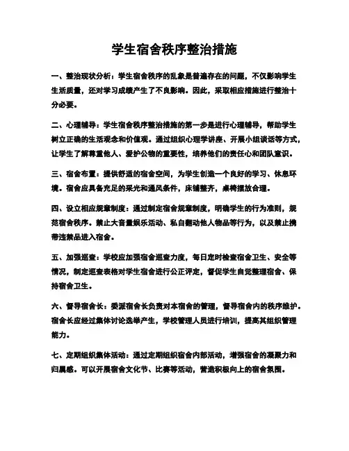 学生宿舍秩序整治措施