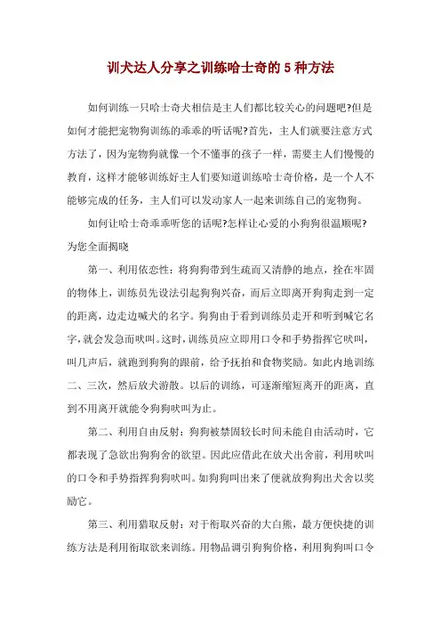 训犬达人分享之训练哈士奇的5种方法